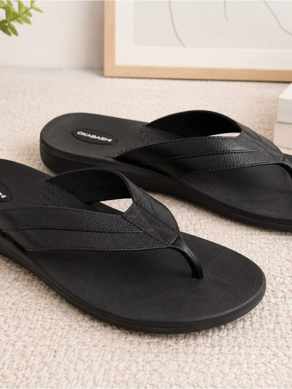 Okabashi Voyager Men's Black Flip Flops Sandals Sz 11 Comfort Beach Pool NEW